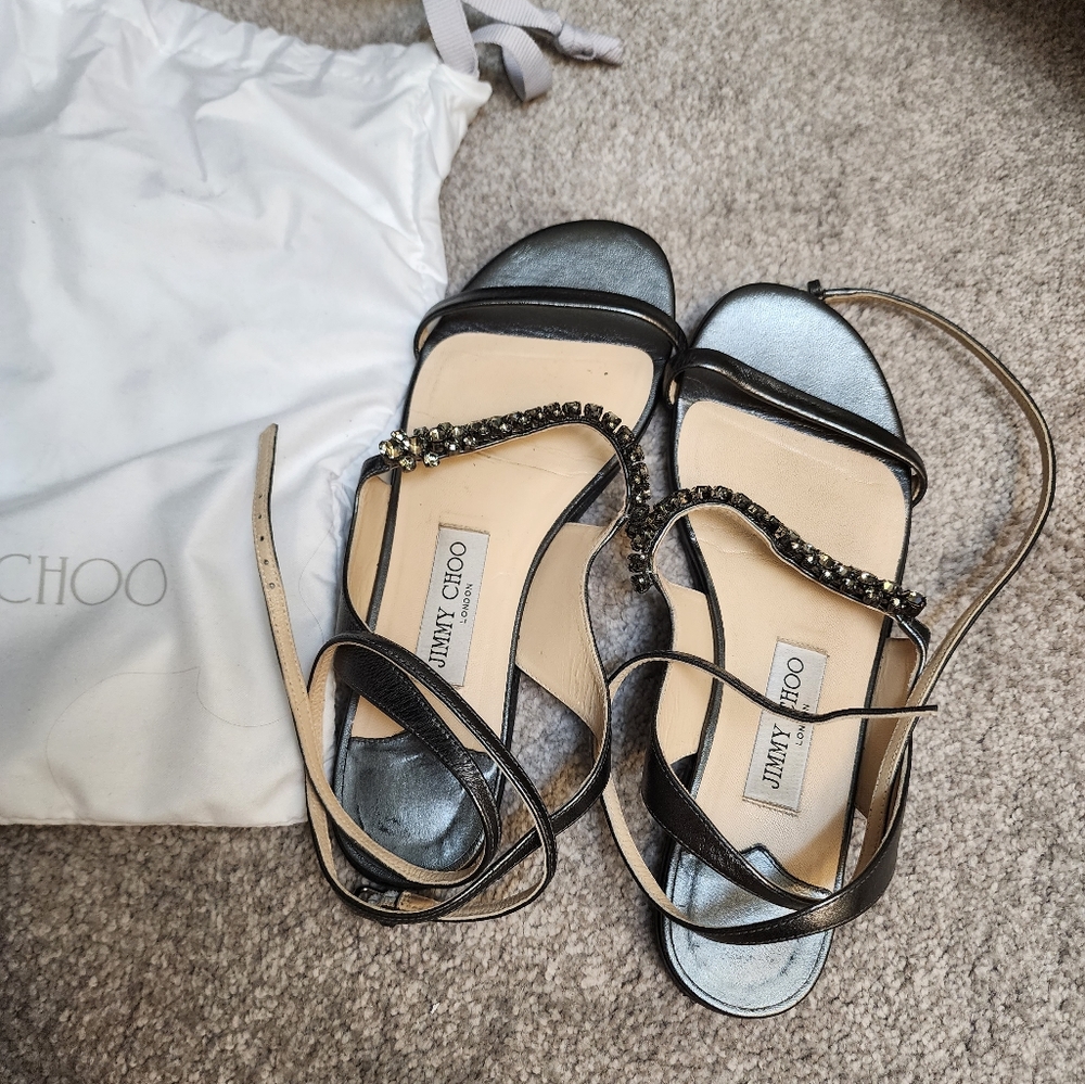 Jimmy Choo Metallic Grey Sandal